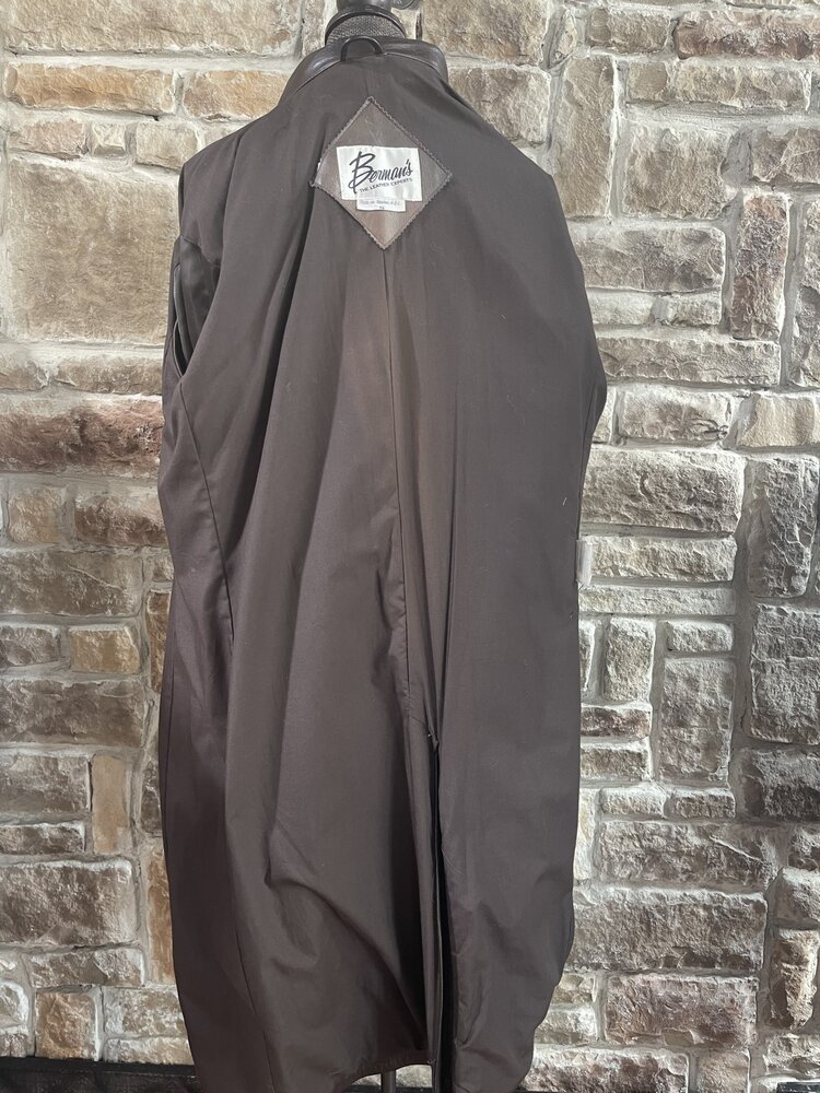 Men's Brown Leather Trench Coat, Size 46