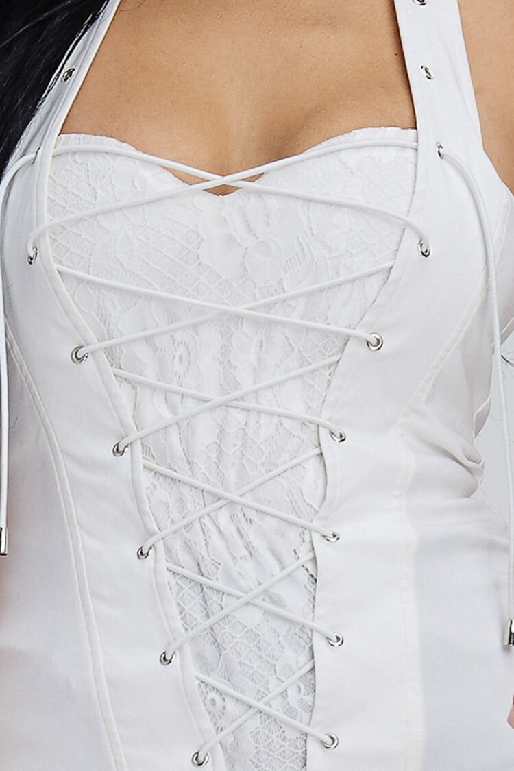 Lydia White Lace Detail Corset Front Top