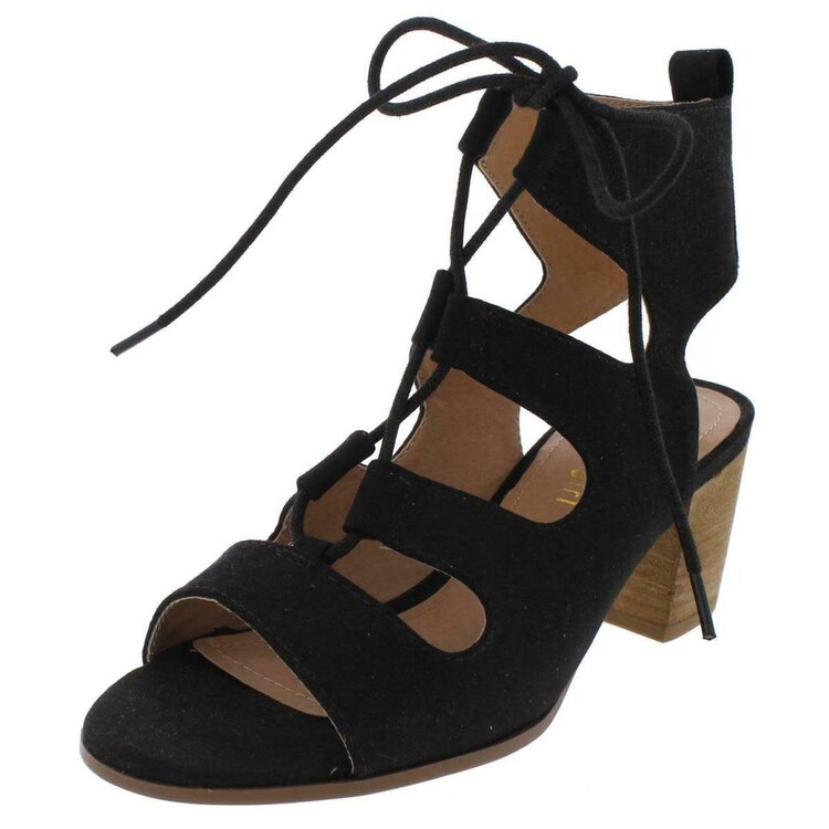 Madden Girl Black Lace-Up Heeled Sandals