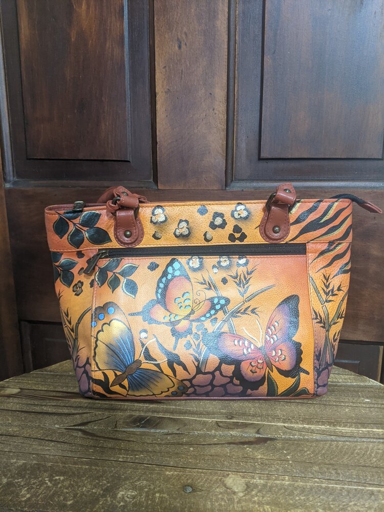 Anuschka Orange  Anuschka Butterfly Hand Painted Hobo Bag