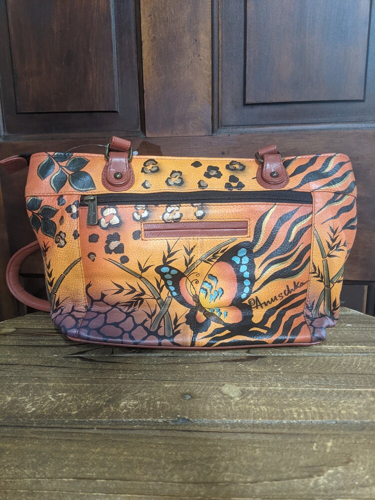 Anuschka Orange  Anuschka Butterfly Hand Painted Hobo Bag