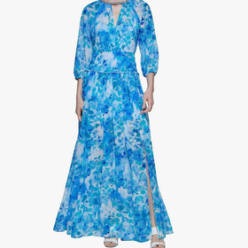 Calvin Klein Blue Floral Midi Dress, Size 12