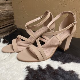 Forever Tan Chunky High Heel Dressy Sandal