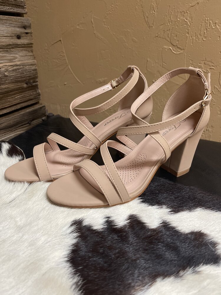 Forever Tan Chunky High Heel Dressy Sandal