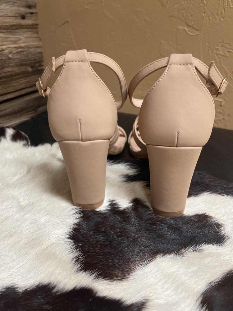 Forever Tan Chunky High Heel Dressy Sandal