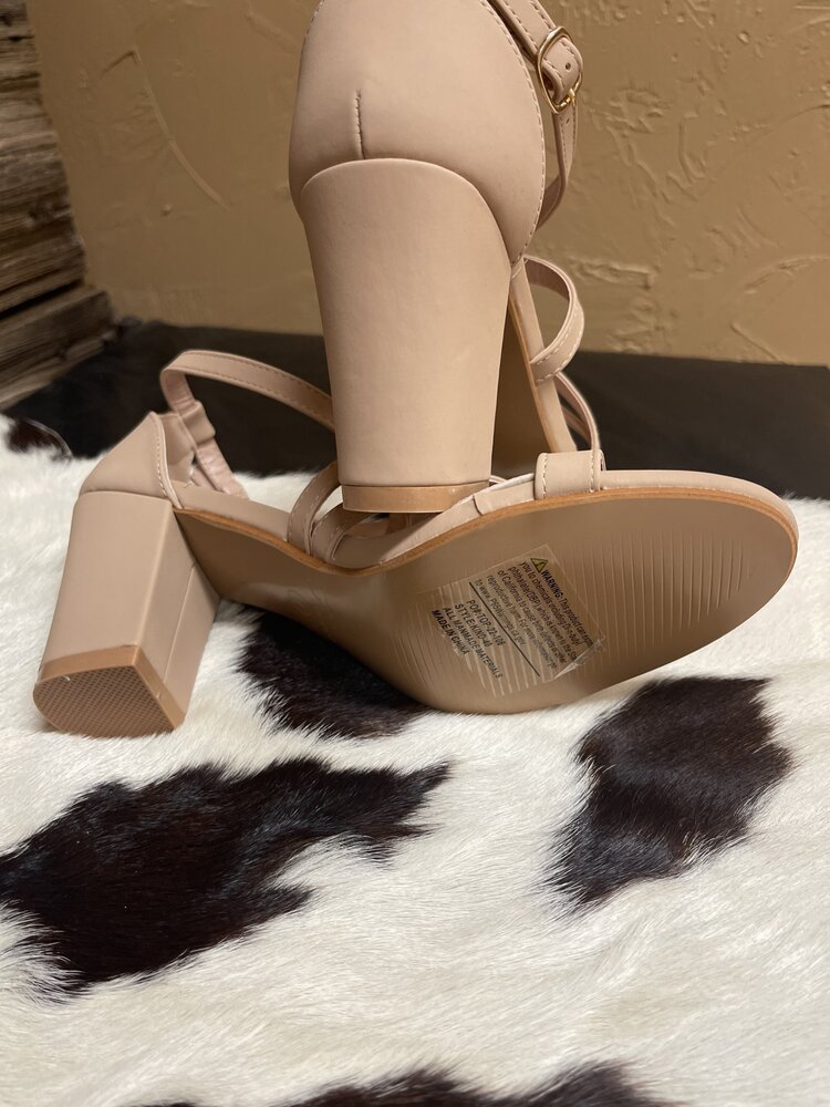 Forever Tan Chunky High Heel Dressy Sandal