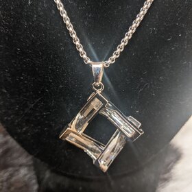 Silver Necklace with Crystal Square Pendant
