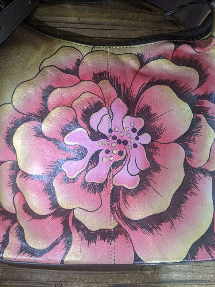 Anuschka Hand Painted Classic Hobo Bag w/ Crossbody Strap