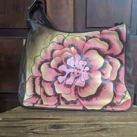 Anuschka Hand Painted Classic Hobo Bag w/ Crossbody Strap