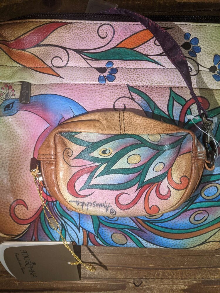 Anuschka Hand Painted Crossbody Bag w/ Coin Purse