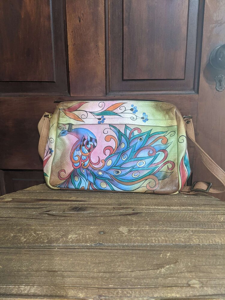 Anuschka Hand Painted Crossbody Bag w/ Coin Purse