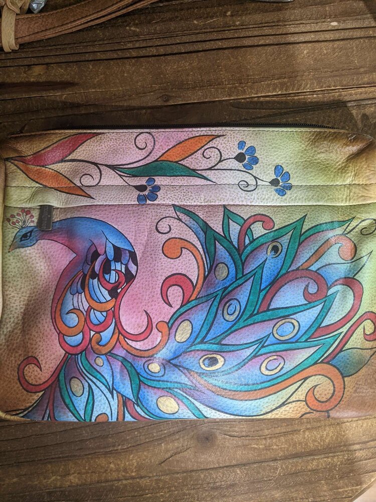 Anuschka Hand Painted Crossbody Bag w/ Coin Purse
