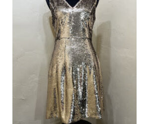 Aidan Mattox Gold Sequin V-Neck Cocktail Dress