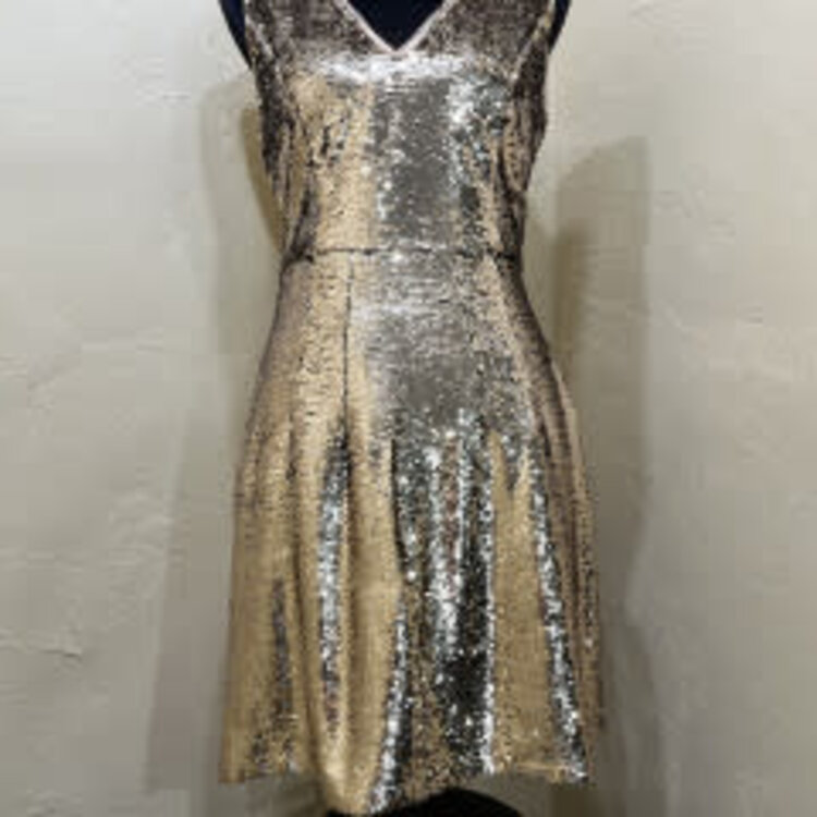 Aidan Mattox Gold Sequin V-Neck Cocktail Dress
