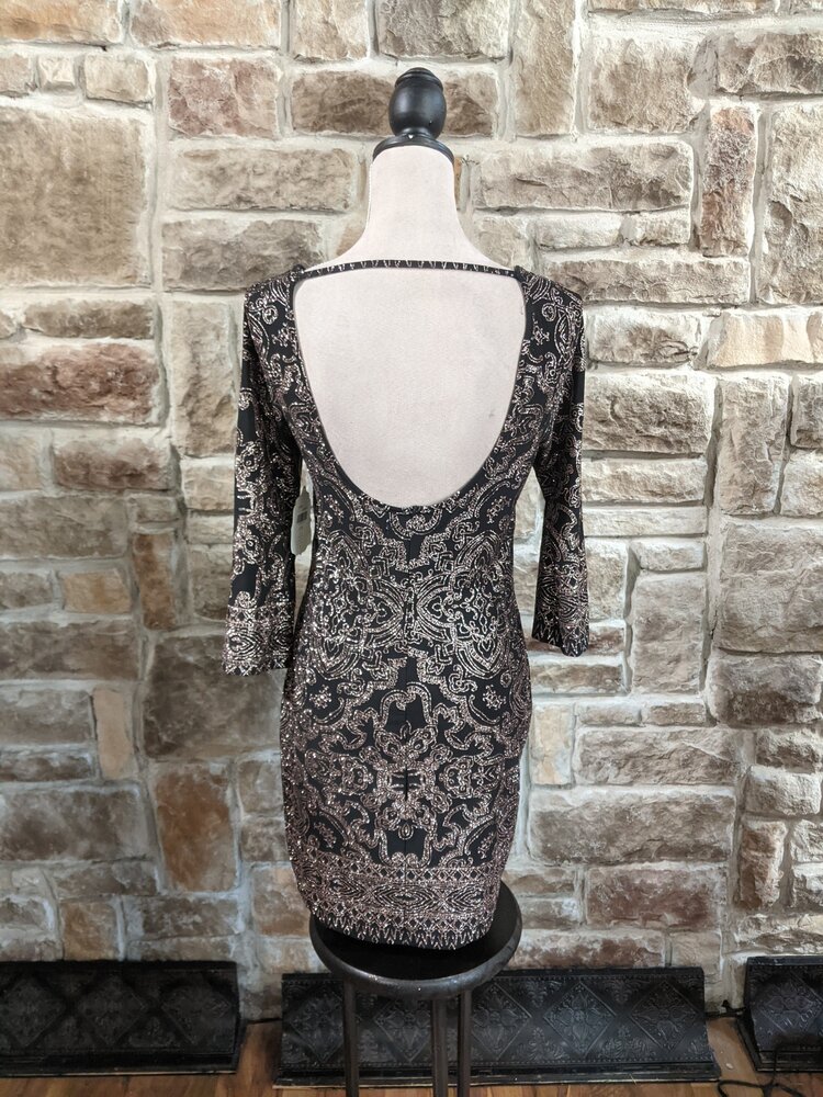 Black Dress w/ Rose Gold Detail, Size M