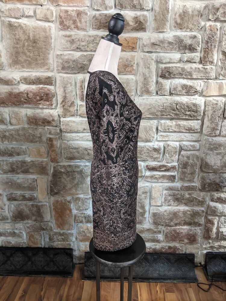 Black Dress w/ Rose Gold Detail, Size M