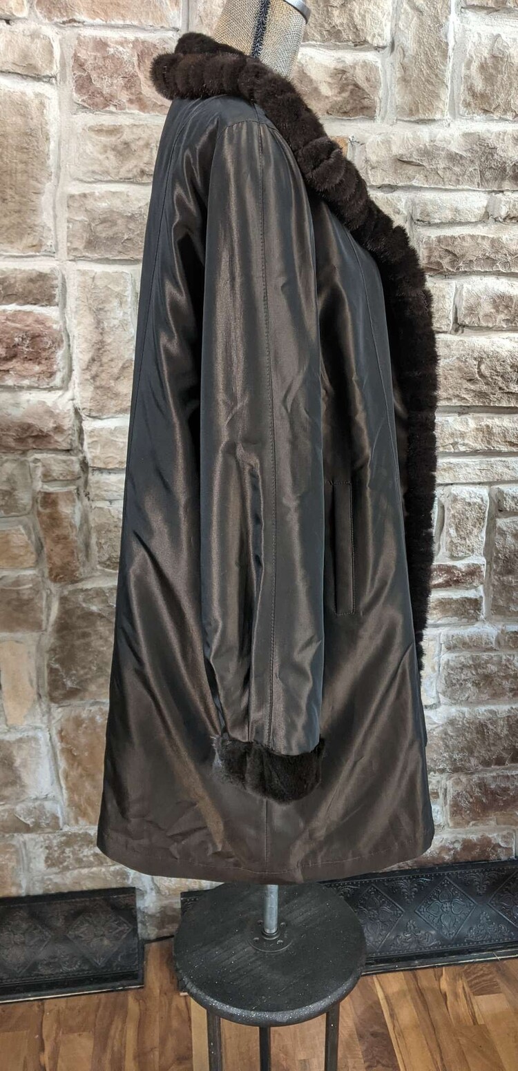 Mahogany Sculpted Sheared Mink Reversible Coat, Size XXL