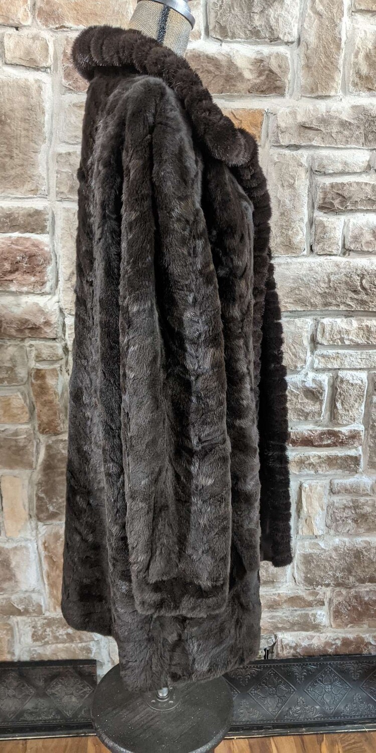 Mahogany Sculpted Sheared Mink Reversible Coat, Size XXL