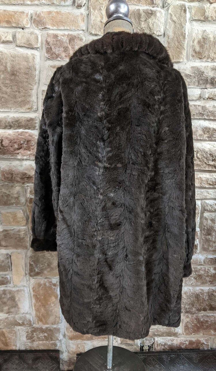 Mahogany Sculpted Sheared Mink Reversible Coat, Size XXL