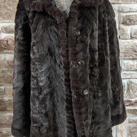 Mahogany Sculpted Sheared Mink Reversible Coat, Size XXL