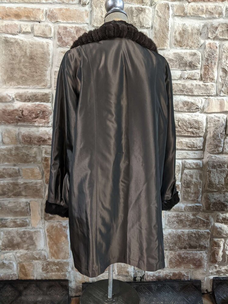 Mahogany Sculpted Sheared Mink Reversible Coat, Size XXL