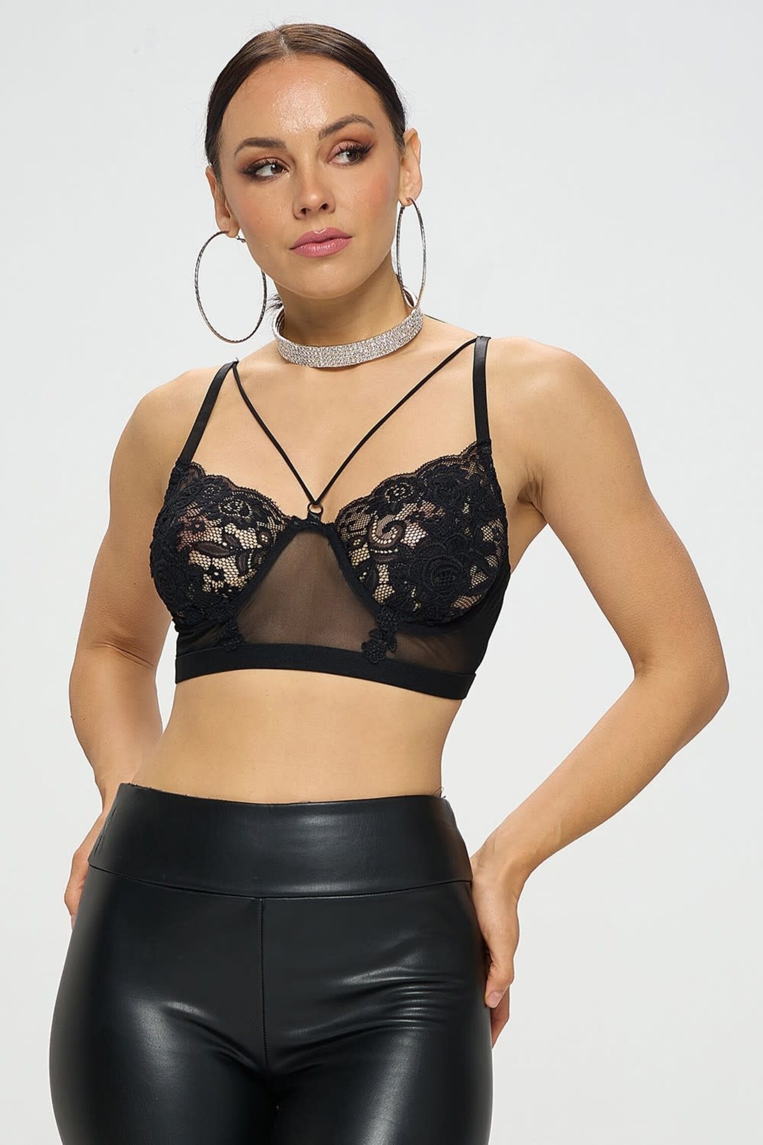 Oh Yes Black Lace Strappy Front Bralette