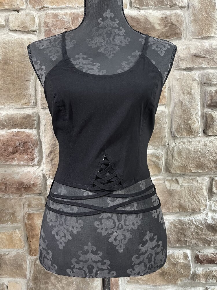 Oh Yes Black Criss-Cross Front Crop Top