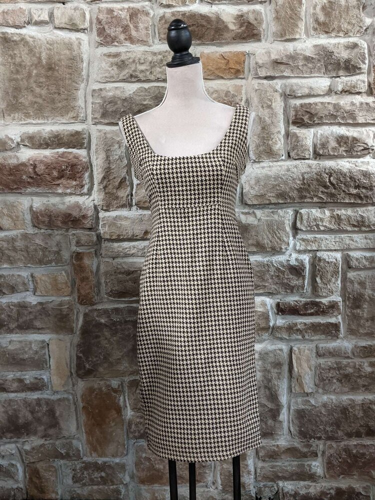Ashley Brown And Tan Patterned Dress, Size M