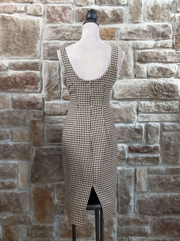 Ashley Brown And Tan Patterned Dress, Size M