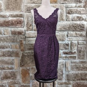 Davids Bridal Plum Lace Dress, Size 2