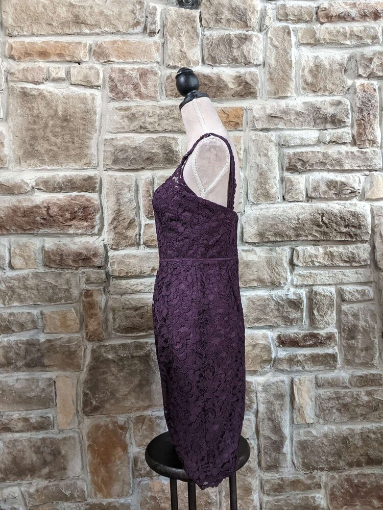 Davids Bridal Plum Lace Dress, Size 2