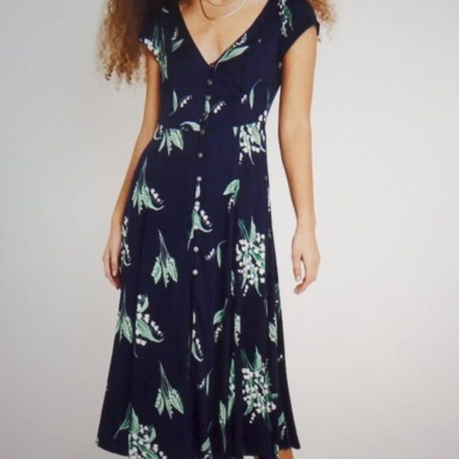 Navy Floral Dress, Size S - Elements Unleashed
