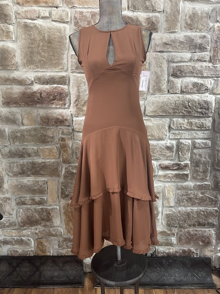 Yetta Belle Brown Keyhole Dress, Size S