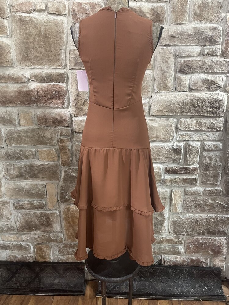Yetta Belle Brown Keyhole Dress, Size S
