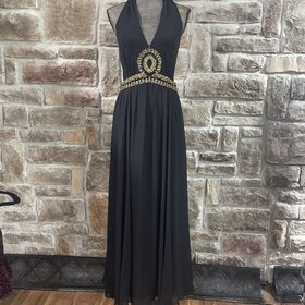 Escada Black Beaded Bodice Dress, Size 4