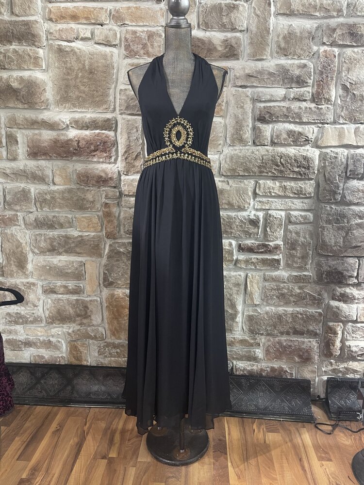 Escada Black Beaded Bodice Dress, Size 4