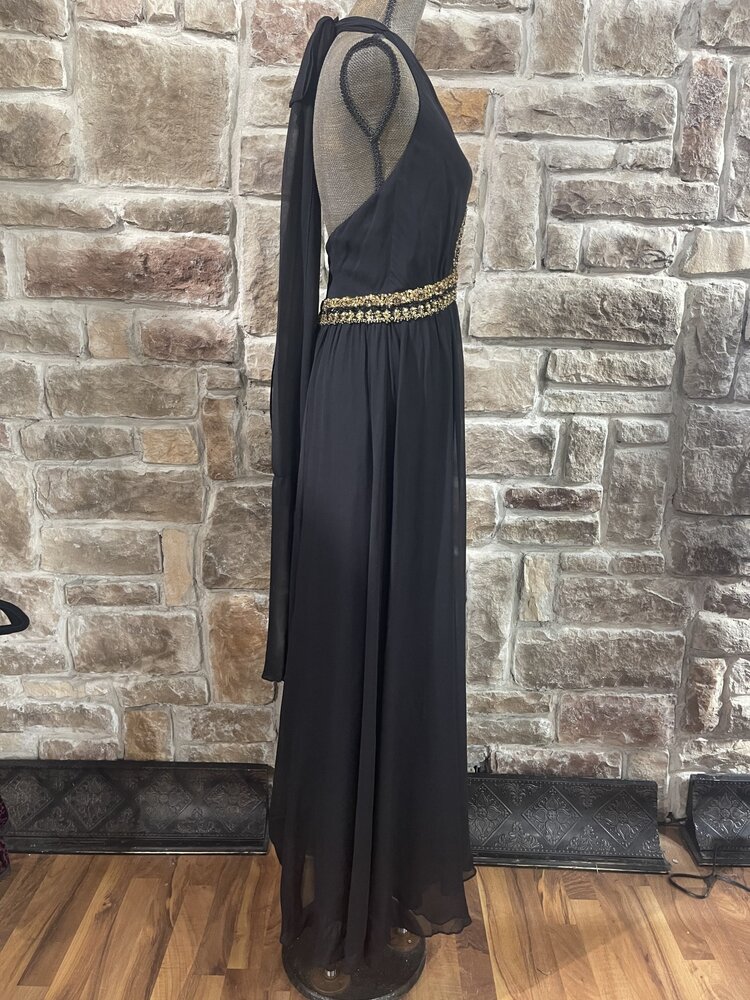 Escada Black Beaded Bodice Dress, Size 4