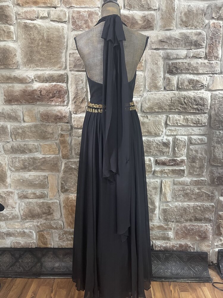 Escada Black Beaded Bodice Dress, Size 4