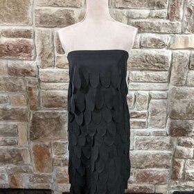 Tadashi Black Scalloped Fringe Dress (Vintage), Small