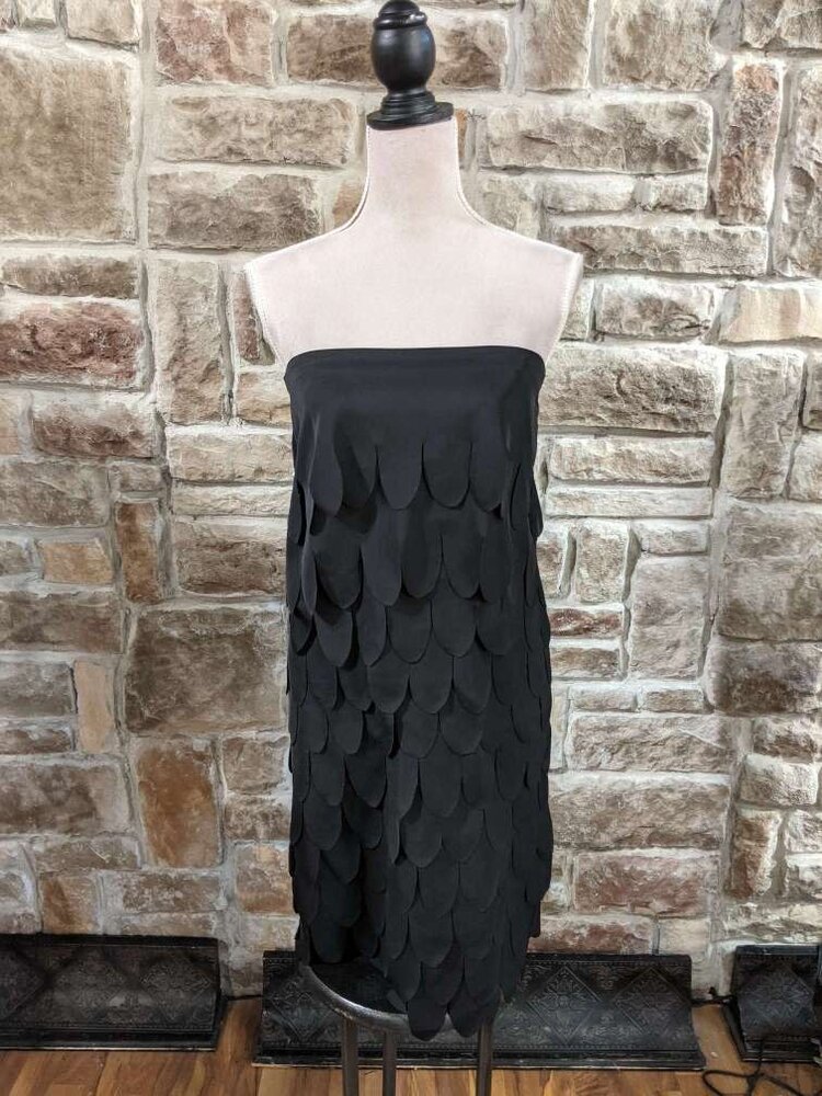 Tadashi Black Scalloped Fringe Dress (Vintage), Small