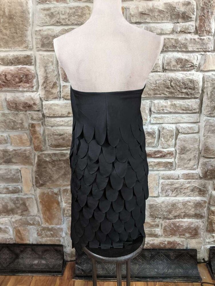 Tadashi Black Scalloped Fringe Dress (Vintage), Small