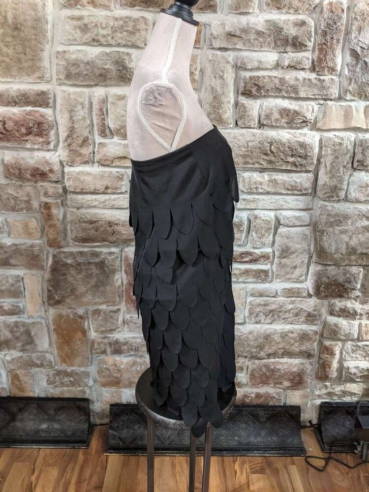 Tadashi Black Scalloped Fringe Dress (Vintage), Small