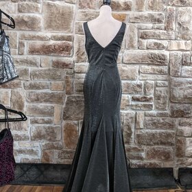 Xscape Dark Gray Shimmer Mermaid Gown, Size 8