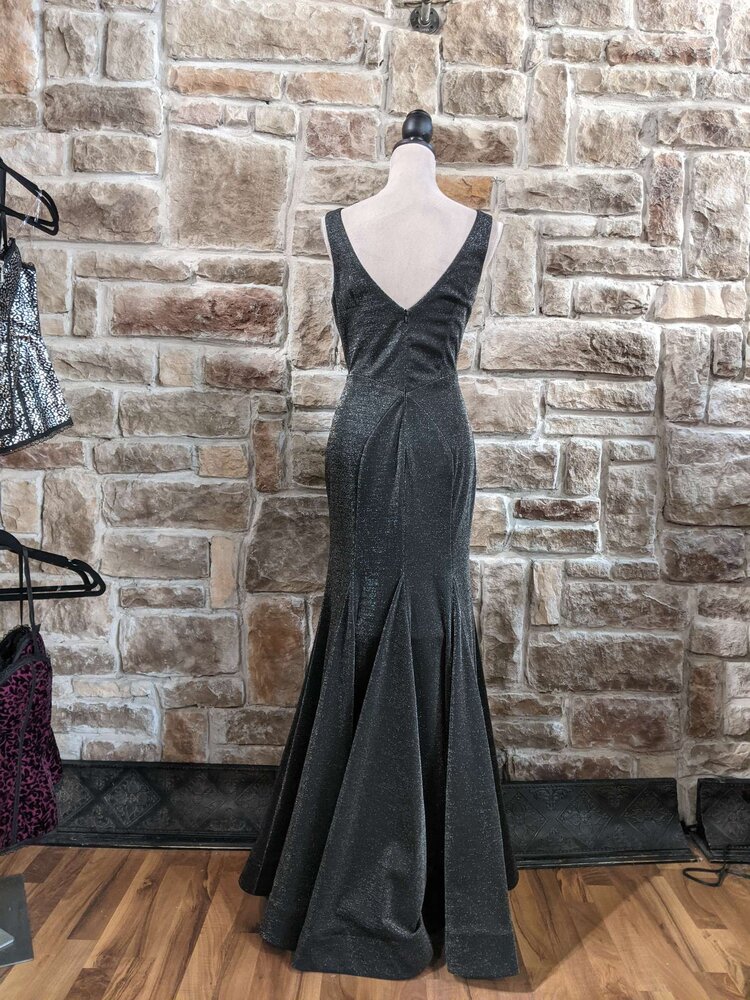 Xscape Dark Gray Shimmer Mermaid Gown, Size 8