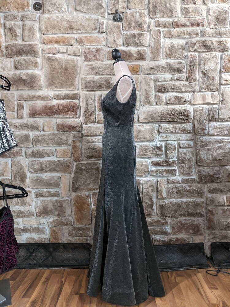 Xscape Dark Gray Shimmer Mermaid Gown, Size 8