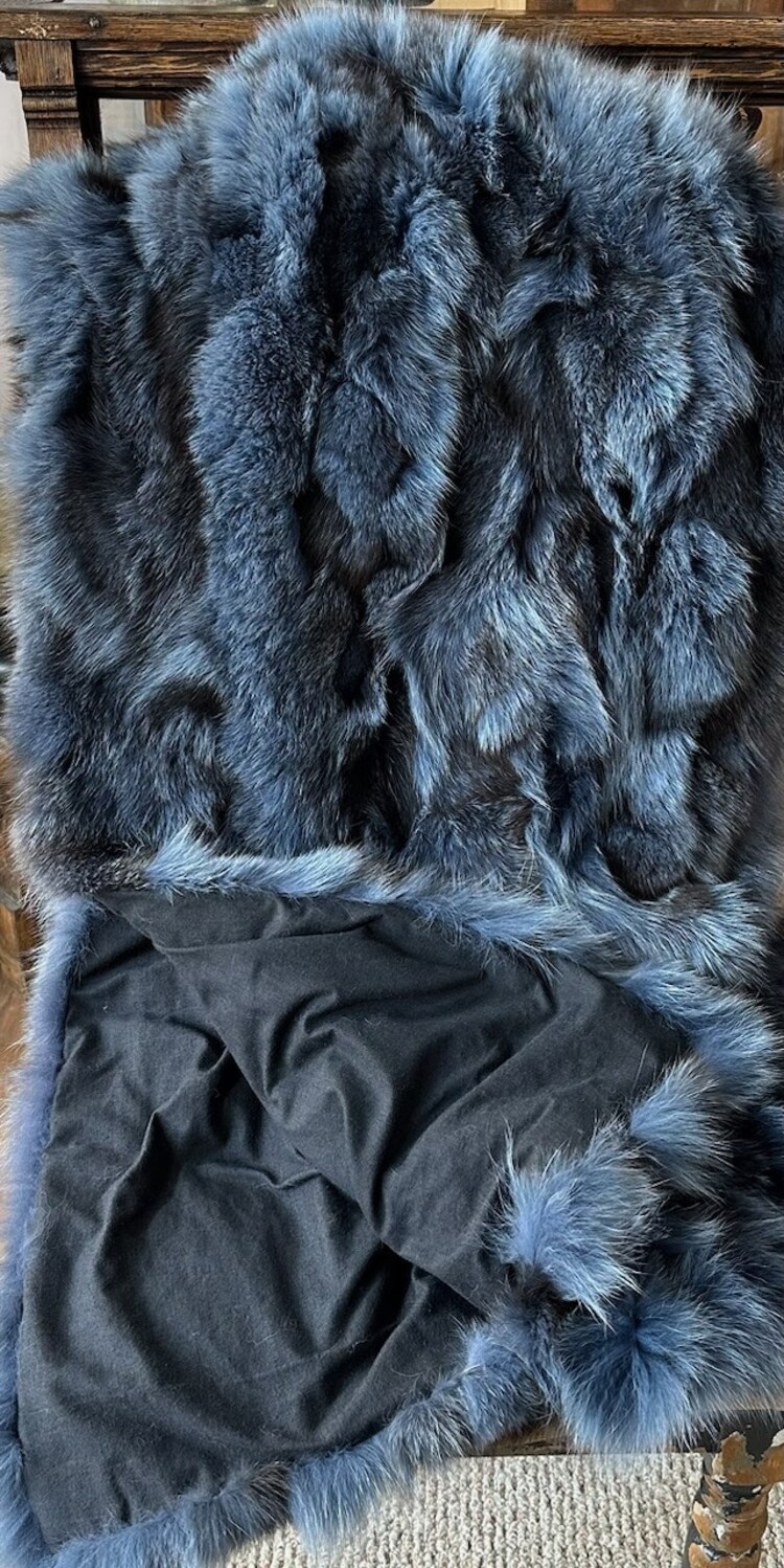 Dyed Blue Fox Throw Blanket