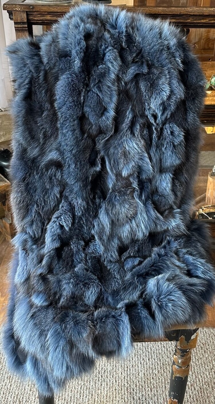 Dyed Blue Fox Throw Blanket