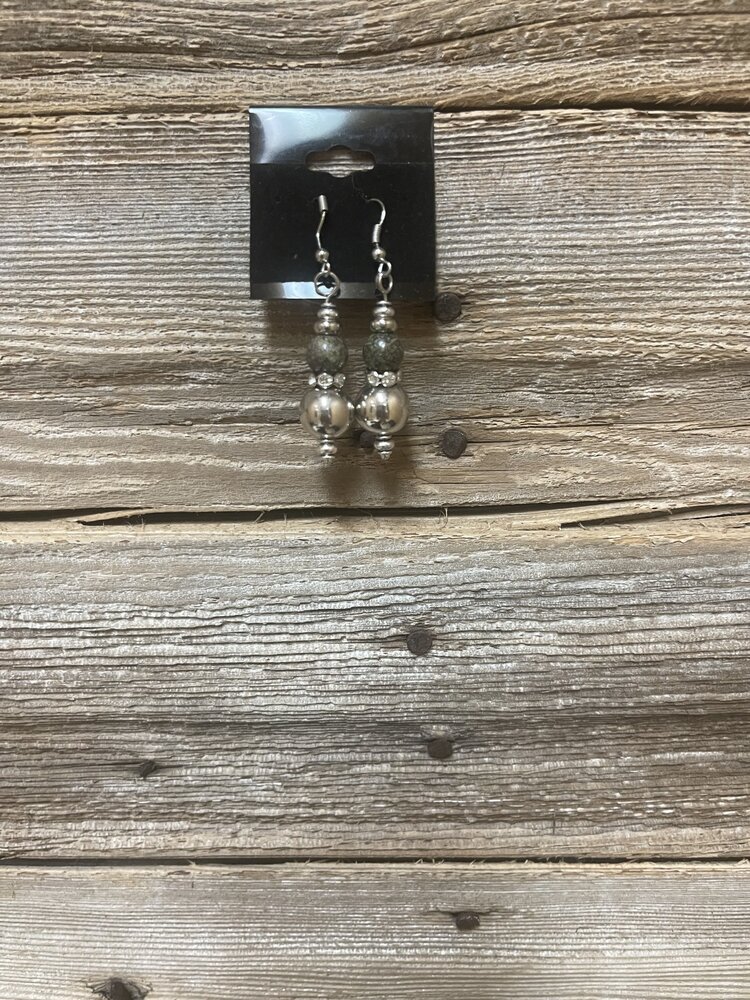 Silver w/ Dragon Blood Jasper Drop Earrings