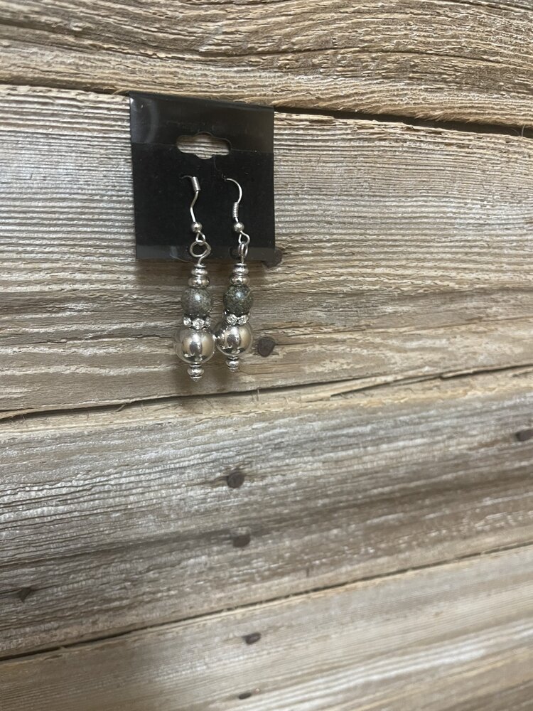 Silver w/ Dragon Blood Jasper Drop Earrings