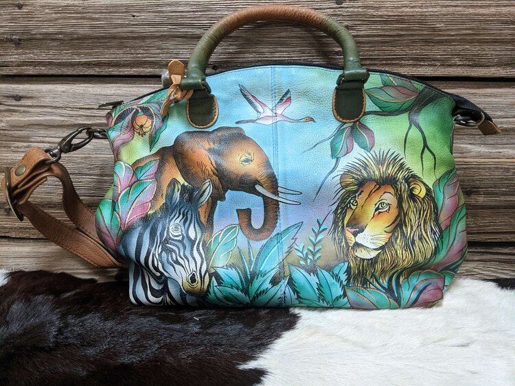 Anuschka Safari Hand Painted Crossbody Bag